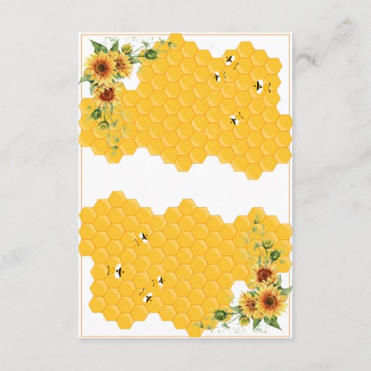 Zonnebloem Honingraat Mama-to-Bee Baby shower Informatiekaartje (Achterkant)