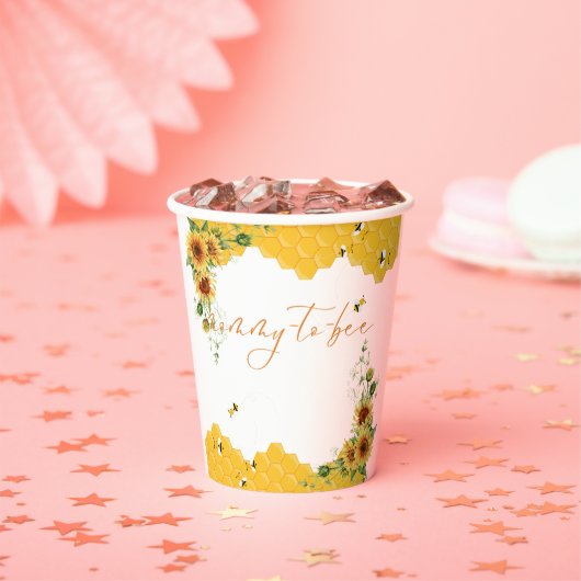 Zonnebloem Honingraat Mama-to-Bee Baby shower Papieren Bekers (Insitu)