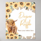 Zonnebloem Hoogland Koe Baby shower Luier Raffle Poster (Voorkant)
