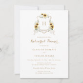 Zonnebloem Hortensia Wapen Probediner Bruiloft Kaart (Voorkant)