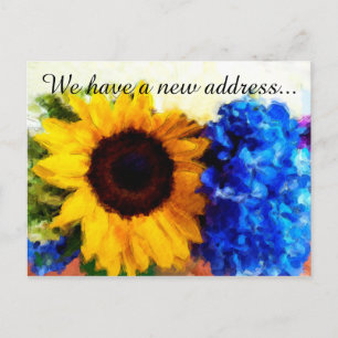 Zonnebloem Hortensia's Nieuw Home Adres Briefkaart