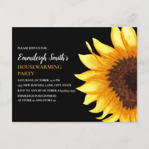 Zonnebloem Housewarming Party Yellow Black New Hom Briefkaart