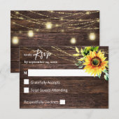 Zonnebloem, hout en snaarlicht op de maaltijd RSVP (Voorkant / Achterkant)