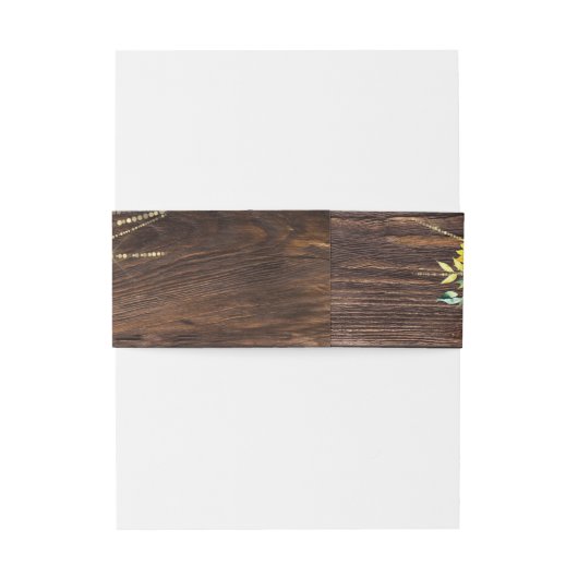 Zonnebloem-, hout- en strijklichten Bloemen Uitnodigingen Wikkel (Achterkant Voorbeeld)