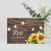 Zonnebloem-, hout- en strijklichten met maaltijd RSVP kaartje (Staand voorkant)