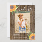 Zonnebloem Hout Foto Afstuderen Aankondiging (Voorkant)