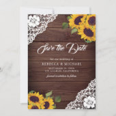 Zonnebloem Hout Foto QR Code Huwelijk Save The Date (Voorkant)