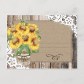 Zonnebloem Hout Kant Rustiek Land Save the Date Aankondigingskaart (Achterkant)