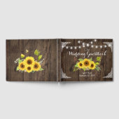 Zonnebloem Hout Rustiek Land Bloem Schuur Huwelijk Gastenboek (Volledig)