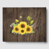 Zonnebloem Hout Rustiek Land Bloem Schuur Huwelijk Gastenboek (Achterkant)