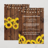 Zonnebloem Hout Rustieke Accommodatie Trouwkaarten Informatiekaartje (Voorkant / Achterkant)