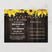 Zonnebloem Hout Ruwlicht Bind sparen de Datum Uitnodiging Briefkaart (Achterkant)