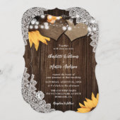 Zonnebloem Hout String Lights Bloemenkant Trouwen Kaart (Voorkant / Achterkant)