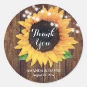 Zonnebloem Hout String Lights Wedding Ronde Sticker (Voorkant)