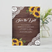 Zonnebloem Houten Foto QR Code Trouwen Save The Date (Staand voorkant)
