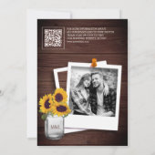 Zonnebloem Houten Foto QR Code Trouwen Save The Date (Achterkant)