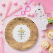 Zonnebloem houten kruis ronde bruiloft papieren bordje (Feest)