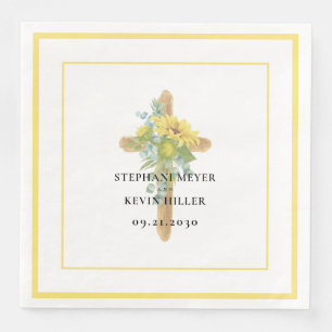 Zonnebloem Houten Kruis Trouwpapier Eettafel- Servet
