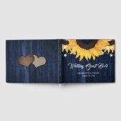 Zonnebloem Houten Slingerlichtjes Navy Blauwe Trou Gastenboek (Volledig)