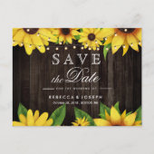 Zonnebloem Houten Slingerlichtjes Trouw Save The D Uitnodiging Briefkaart (Voorkant)