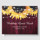 Zonnebloem Houten String Lights Bourgondische brui Gastenboek (Voorkant)