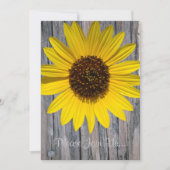 Zonnebloem Houtstructuur Trouwkaart met tekst Kaart (Voorkant)