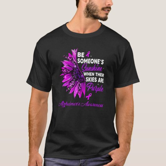 Zonnebloem Hun Paars Alzheimer Awaren T-shirt (Voorkant)