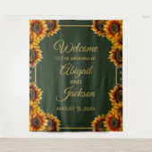 Zonnebloem Huwelijk Groen & Goud Huwelijk Achtergr Wandkleed (Voorkant)