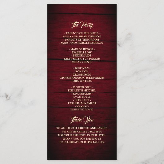 Zonnebloem Huwelijksprogramma Programmakaart (Achterkant)