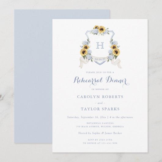Zonnebloem Hydrangea Crest repetitie diner bruilof Kaart (Voorkant / Achterkant)