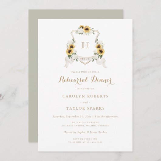 Zonnebloem Hydrangea Crest repetitie diner bruilof Kaart (Voorkant / Achterkant)