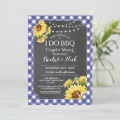 Zonnebloem I DO BBQ Koppel Bruisparty Gingham Kaart (Staand voorkant)