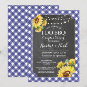 Zonnebloem I DO BBQ Koppel Bruisparty Gingham Kaart (Voorkant / Achterkant)
