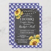 Zonnebloem I DO BBQ Koppels Bruiloft Gingham Kaart (Voorkant / Achterkant)
