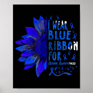 Zonnebloem I Draag Blauw lint voor Ataxia Awarenes Poster