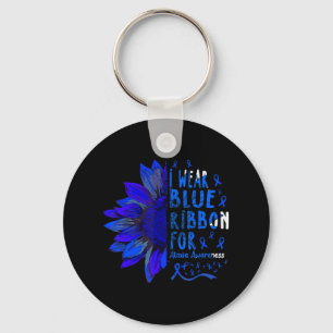 Zonnebloem I Draag Blauw lint voor Ataxia Awarenes Sleutelhanger