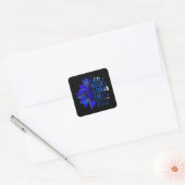 Zonnebloem I Draag Blauw lint voor Ataxia Awarenes Vierkante Sticker (Envelop)