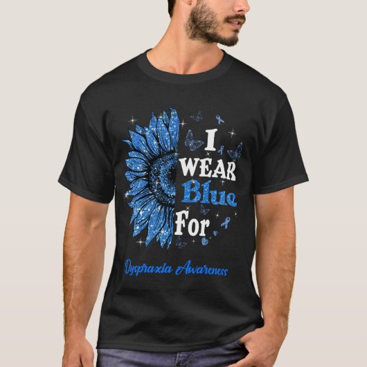 Zonnebloem I Draag blauw voor dyspraxie bewustzijn T-shirt (Voorkant)