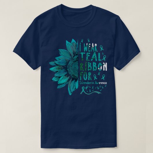 Zonnebloem I Draag Blauwgroen lint voor Scleroderm T-shirt (Design voorkant)