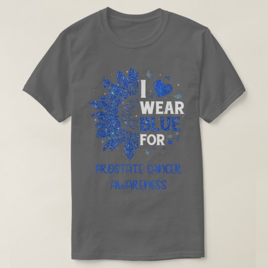 Zonnebloem I Draag Blue Ribbon Prostate Cancer AWa T-shirt (Design voorkant)