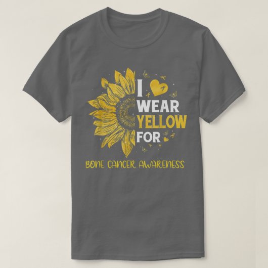 Zonnebloem I Draag gele botkanker Awarene T-shirt (Design voorkant)