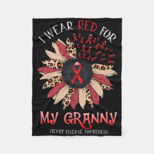Zonnebloem I Draag rode lint Granny Heart Disease  Fleece Deken