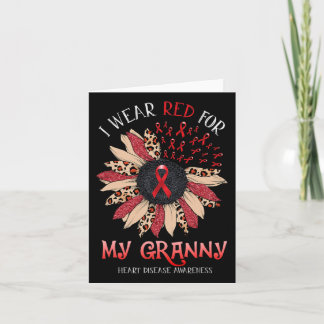 Zonnebloem I Draag rode lint Granny Heart Disease  Kaart