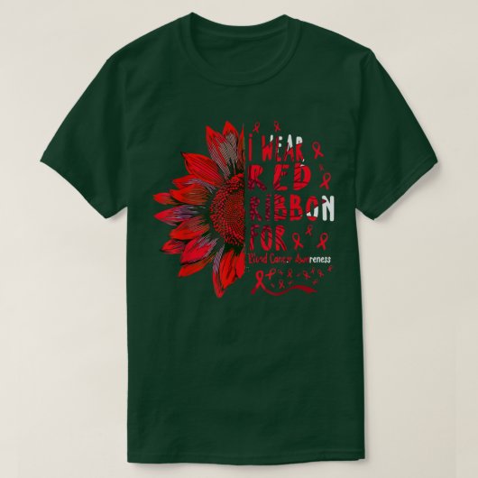 Zonnebloem I Draag rode lint voor bloedkanker T-shirt (Design voorkant)