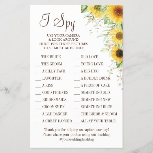 Zonnebloem I spionagekaart Flyer (Voorkant)