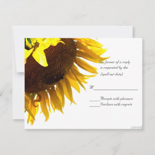 zonnebloem iii rsvp kaartje (Voorkant)