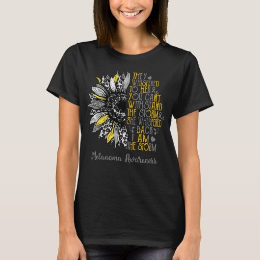 Zonnebloem Ik ben het Storm Melanoma Awareness T-shirt (Voorkant)