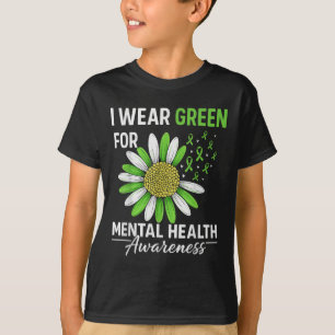 Zonnebloem Ik Draag Groen Voor Mentale Gezondheids T-shirt