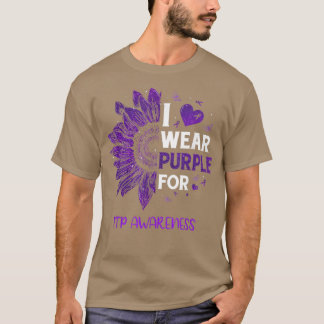 Zonnebloem Ik Draag Paarse Lint ITP Bewustzijn T-shirt