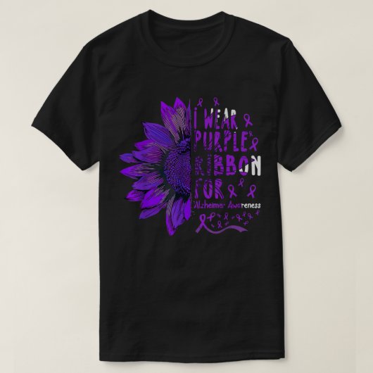 Zonnebloem Ik Draag Paarse lint voor Alzheimer Awa T-shirt (Design voorkant)